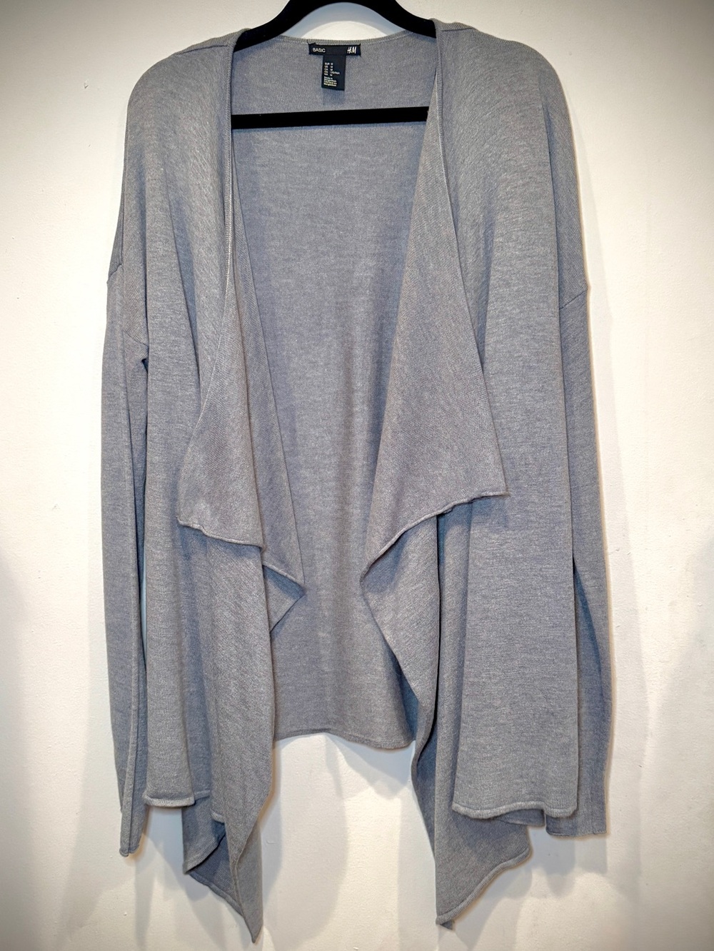 H&M Gray Draped Open Front Cardigan Sweater M
